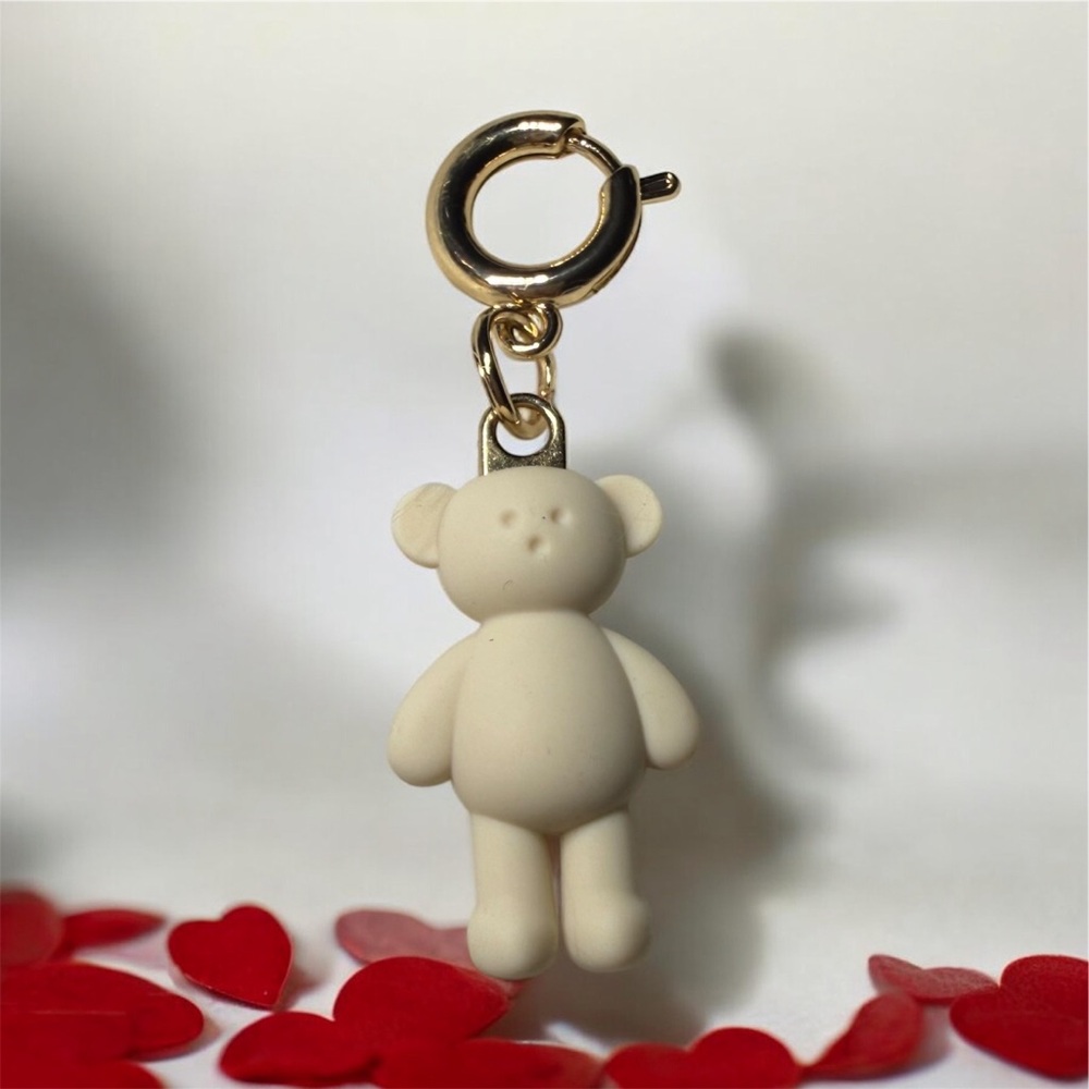 Cute Cream Teddy Bear Keychain